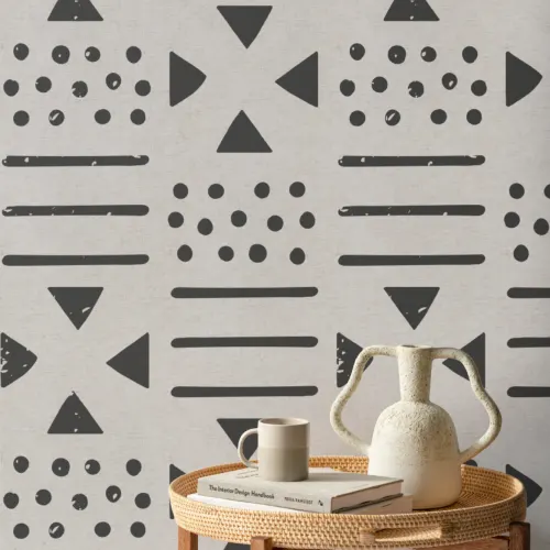 Svart og nøytralt Tribal Canvas fototapet