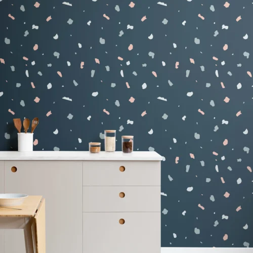 Carta da Parati Effetto Terrazzo alla Veneziana Scura