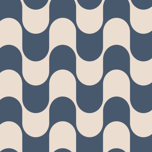 Papier Peint Motif Rétro et Groovy en Bleu Marine et Beige