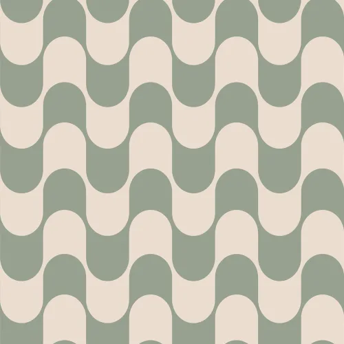 Green Groovy Retro Repeat Pattern Wallpaper