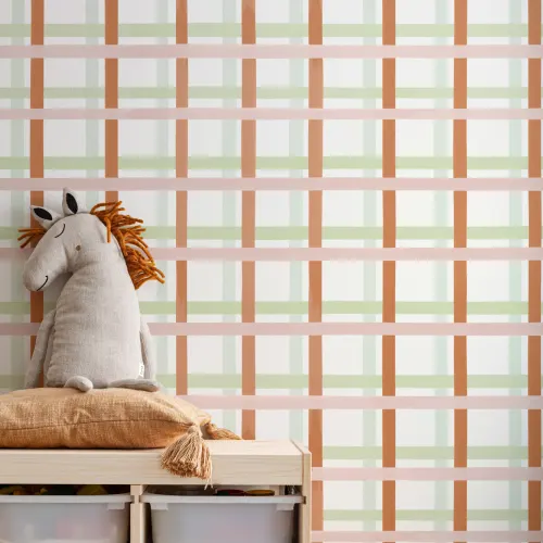 Pink & Green Pastel Plaid Wallpaper