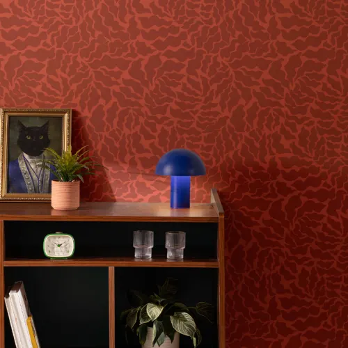 Papier Peint Fougère Abstraite Rouge