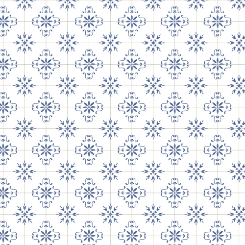 Blauwe Azulejo Patroon Decoratieve Tegel Muurschildering