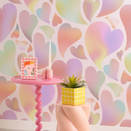 Papier peint cœurs psychédéliques multicolores