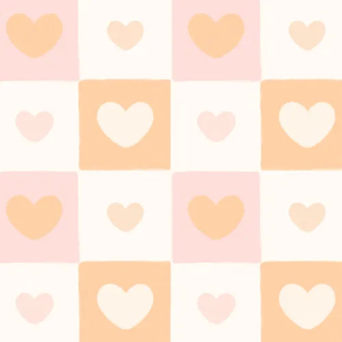Orange Check & Heart Print Wallpaper