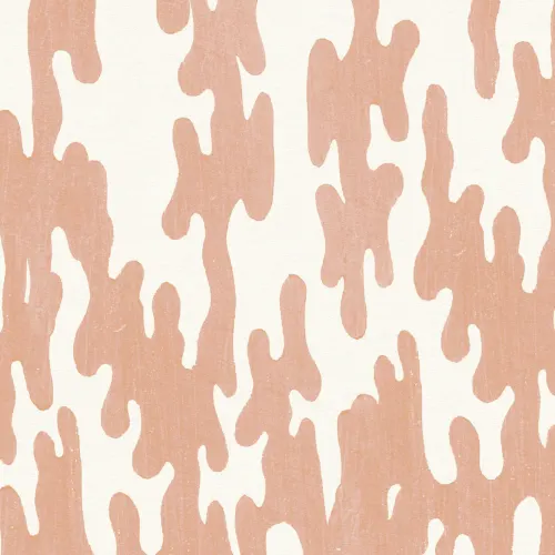 Coral Japanese Wood Block Print Style Wallpaper