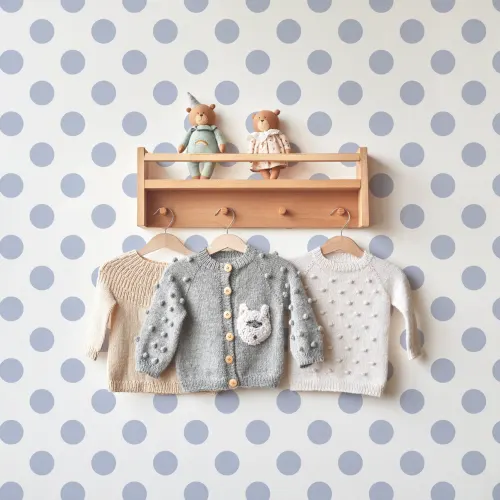 Blue Polka Dot Chic Pattern Mural for Playful Spaces