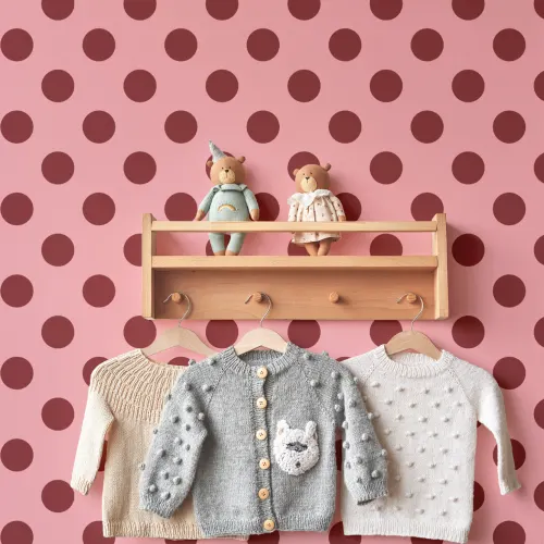 Pink And Red Polka Dot Pattern Wall Mural