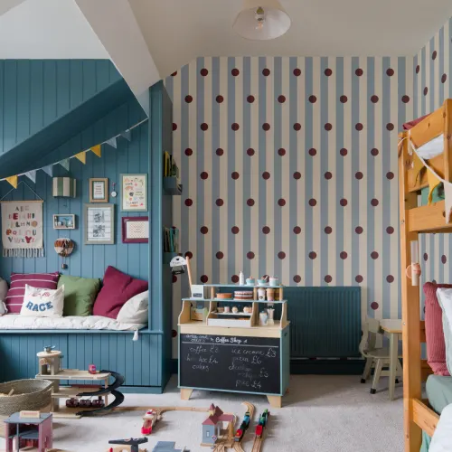 Blue Polka Dot Striped Kids' Pattern Mural