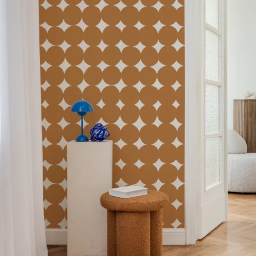 Orange Geometric Retro Pattern Wallpaper Mural