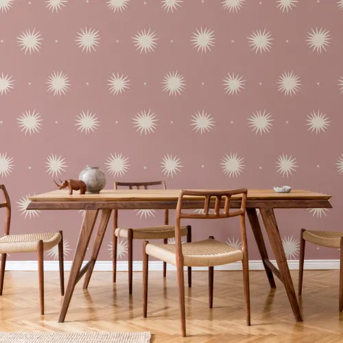 Pink Celestial Pattern Wallpaper For A Calm Mural