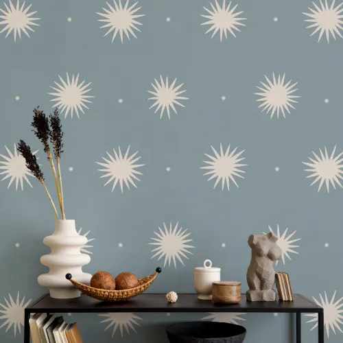 Blue Celestial Pattern Cosmic Atmosphere Mural