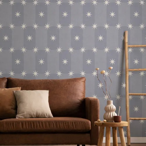 Sterling Blue Star Pattern Contemporary Kids' Mural