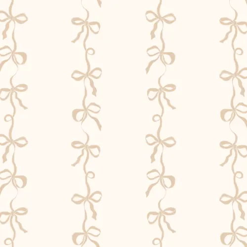 Neutral Ribbon Bow Stripes Mural
