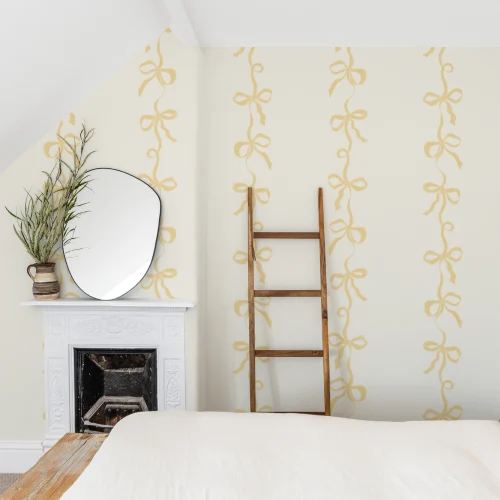 Yellow Ribbon Bow Stripes Mural