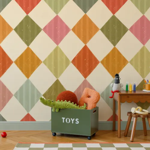 Heldere Multi Stripe Harlekijn Muurschildering