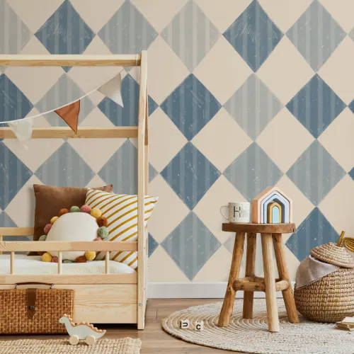 Blue Stripe Harlequin Mural