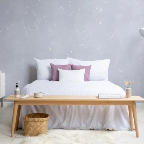 Lilac & White Zodiac Constellation Wallpaper Mural