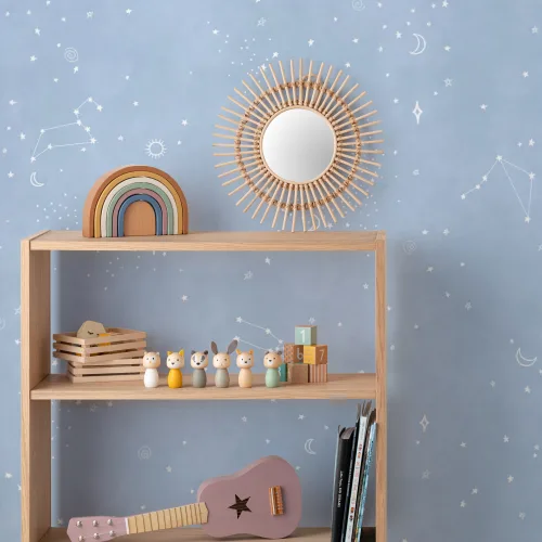 Blå og hvid Zodiac Theme Konstellation Tapetmaleri