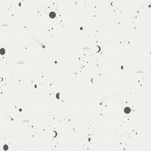 Black & White Moon & Stars Wallpaper Mural
