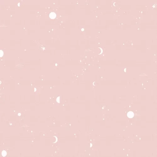 Pink & White Moon & Stars Wallpaper Mural