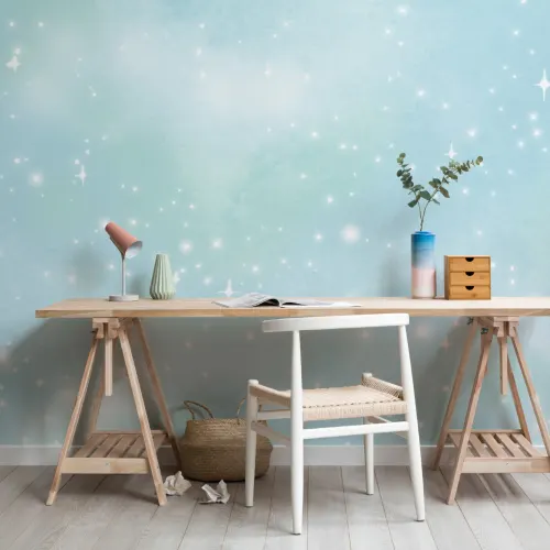 Light Blue Starry Sky Wallpaper Mural