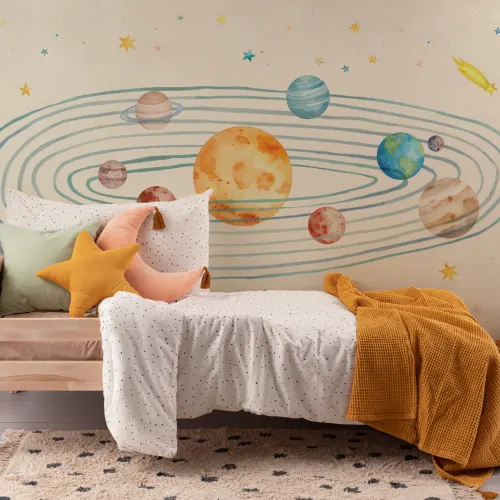 Multicolor Galactic Space Adventure Kids' Mural