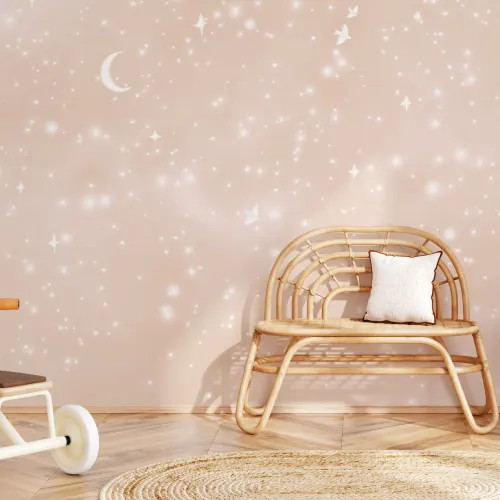 Pfirsich Aquarell-Galaxie- und Tauben Fototapete