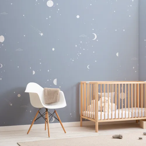 Blue & White Moon & Stars Mural