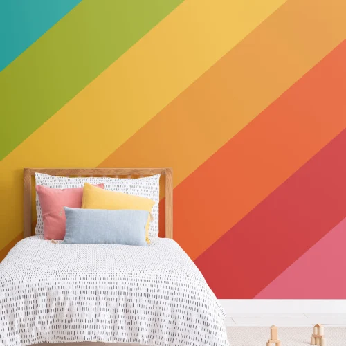 Bold Rainbow Stripe Wallpaper Mural