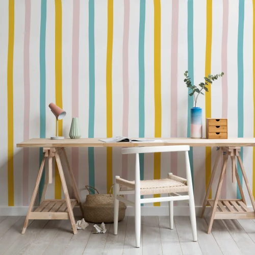 Pastel Colorful Stripe Wallpaper Mural