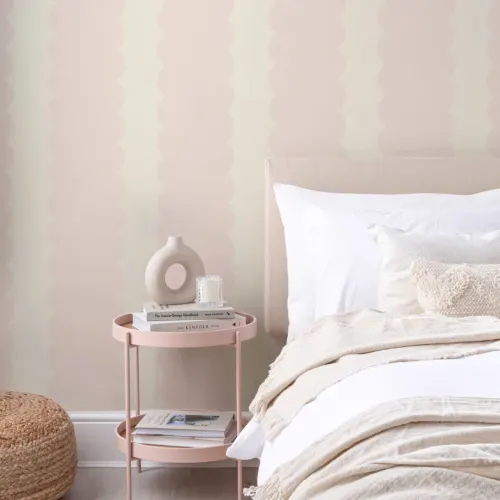 Pastel Pink Scalloped Stripes Wall Mural