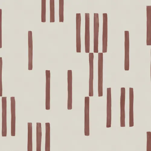 Hand Painted Line Geometric Mural in Terracotta