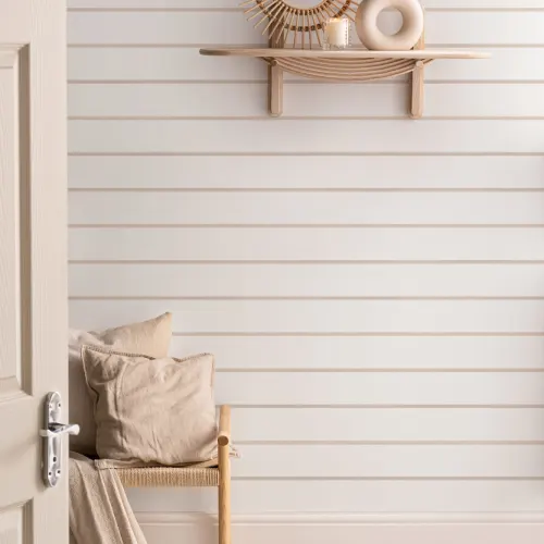 Watercolour Neutral Thin Simple Stripes Horizontal Repeat Pattern Wallpaper