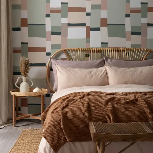 Pastel Colour Block Stripes Wallpaper