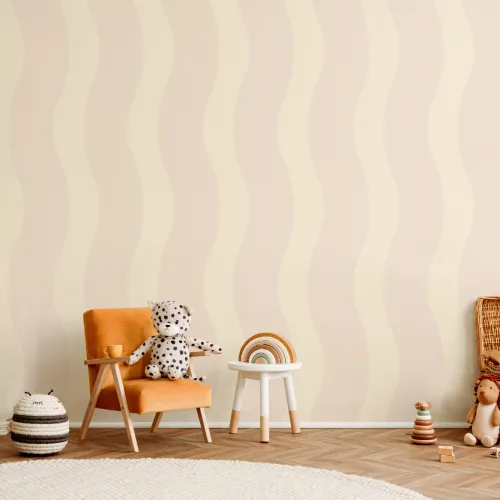 Wavy Neutral Stripes Repeat Pattern Wallpaper