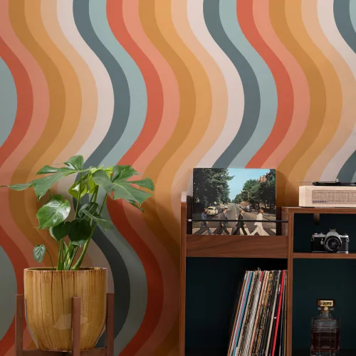 Colorful Wavy Retro Lines Wallpaper