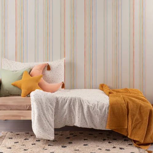 Rainbow Chalk Vertical Stripes Wallpaper Mural