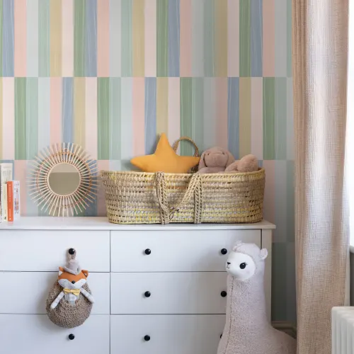 Soft Pastel Chunky Stripes Wallpaper Mural