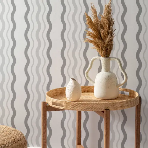 Grey Ric Rac Striped Repeat Pattern Tapet