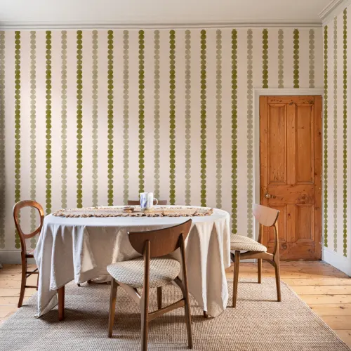 Green Retro Striped Pattern Wallpaper Mural