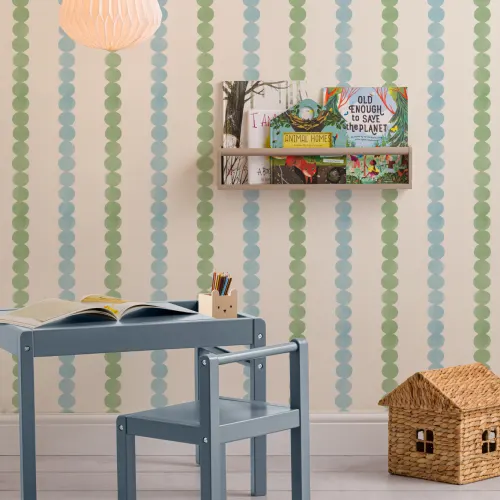 Light Green And Blue Striped Pattern Mural