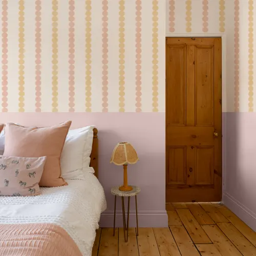 Pink And Yellow Striped Pattern Kids' Mural