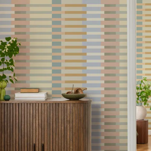Multicolor Striped Geometric Pattern Kids Mural