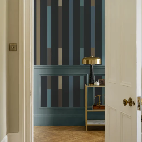 Mural de parede com padrão às riscas azul contemporâneo