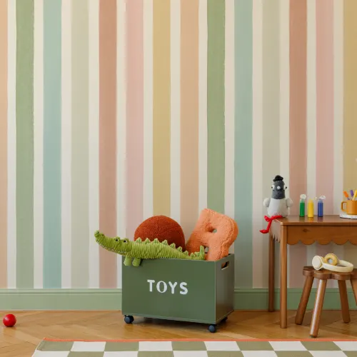 Multicolor Pastel Striped Kids' Pattern Wallpaper Mural