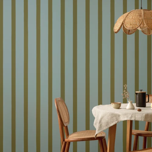 Blue And Green Striped Minimalist Pattern Wall Mural