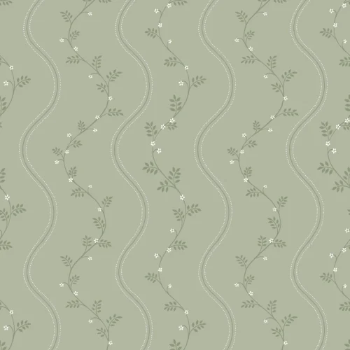 Green Vintage Floral Elegance Mural With Subtle Charm