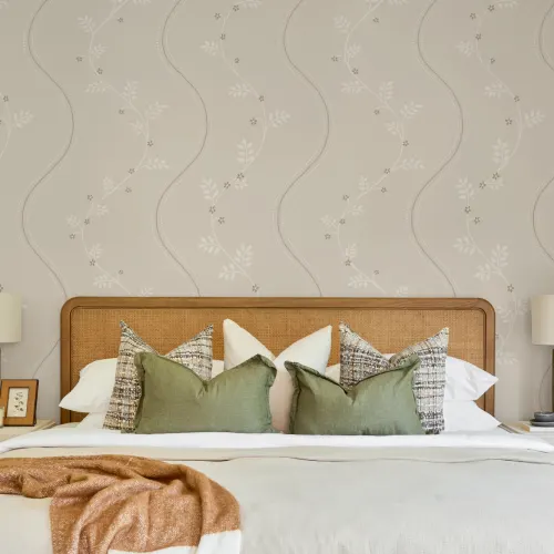 Beige Vintage Floral Pattern Wallpaper Mural