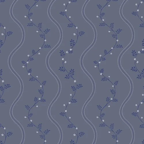 Navy Vintage Floral Pattern Mural For Elegant Spaces